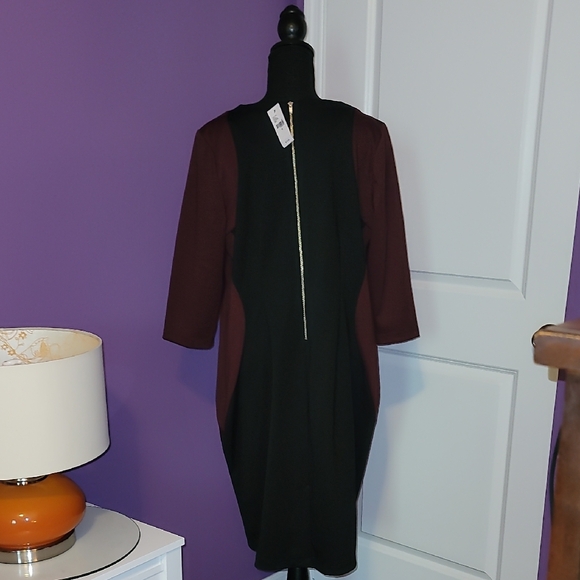 Lane Bryant Black and Burgundy Quarter Sleeve Dress Sz: 14 NWT - Picture 5 of 8